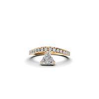 Trillion Cut Diamond Inverted Solitaire Ring with Pavé Arch