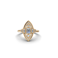 Emerald Cut Diamond Art Deco Marquise Halo Ring