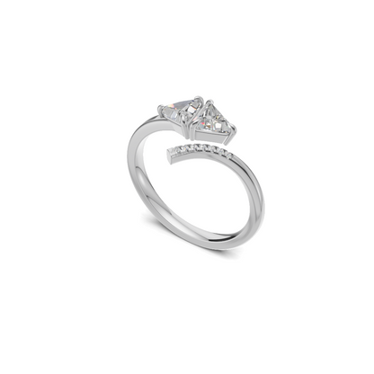 Dual Trillion Cut Diamond Asymmetrical Bypass Ring