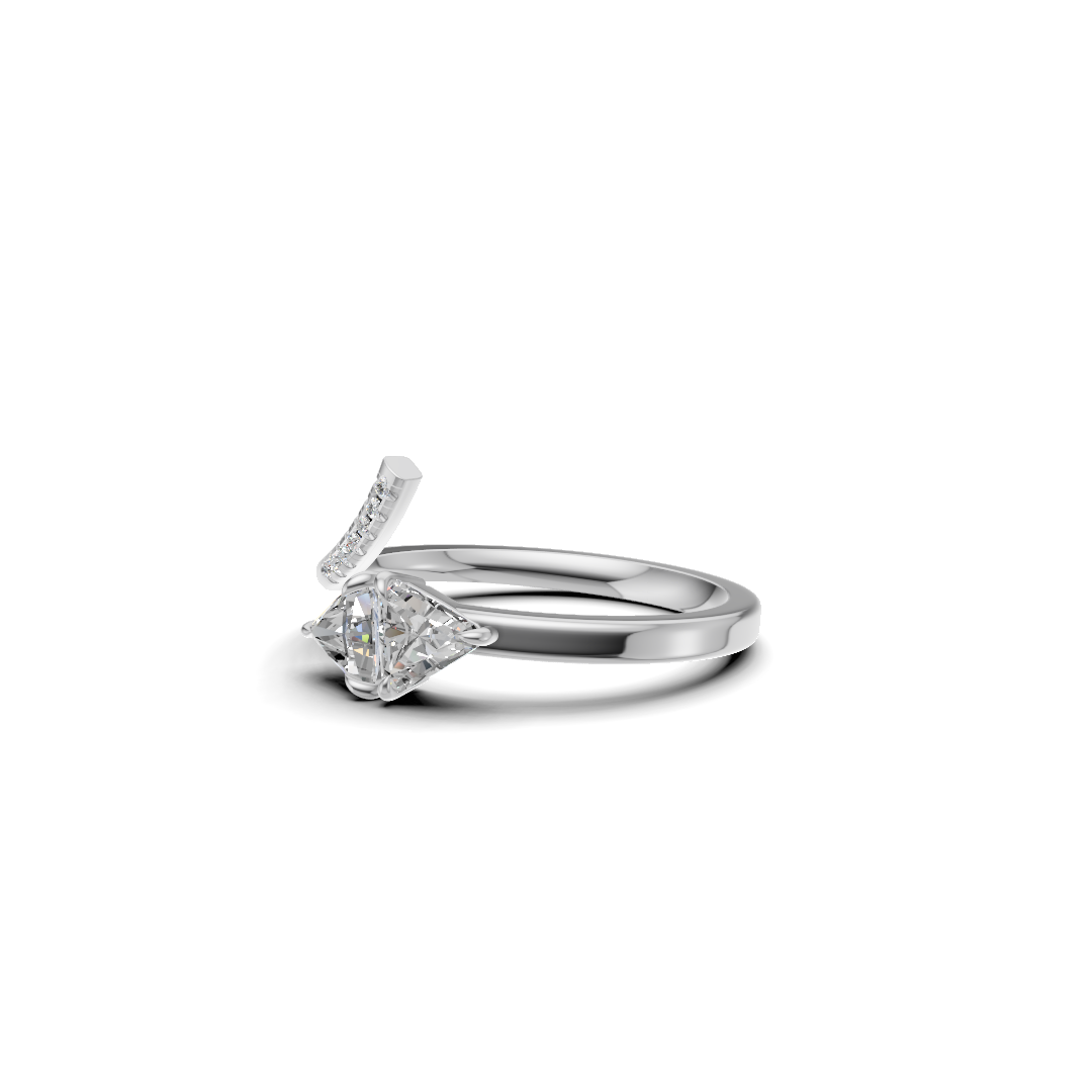 Dual Trillion Cut Diamond Asymmetrical Bypass Ring