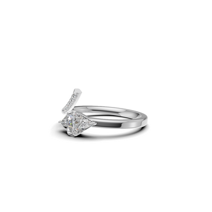 Dual Trillion Cut Diamond Asymmetrical Bypass Ring