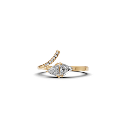 Dual Trillion Cut Diamond Asymmetrical Bypass Ring