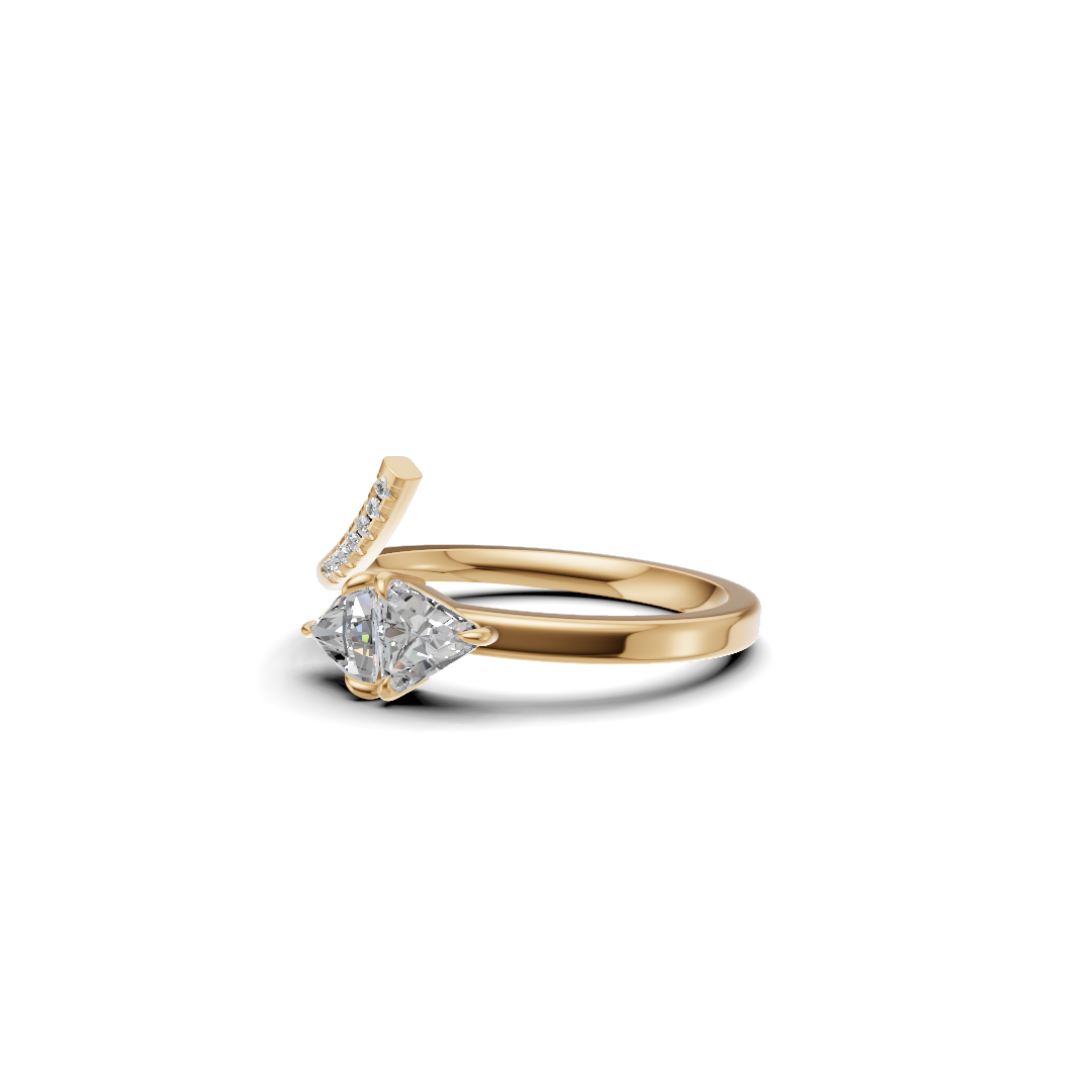 Dual Trillion Cut Diamond Asymmetrical Bypass Ring