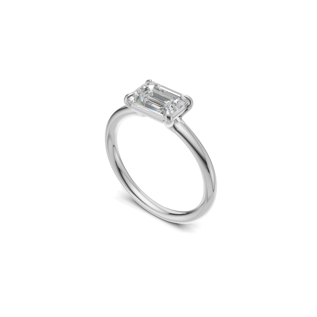 Emerald Cut Diamond Four-Prong Solitaire Ring