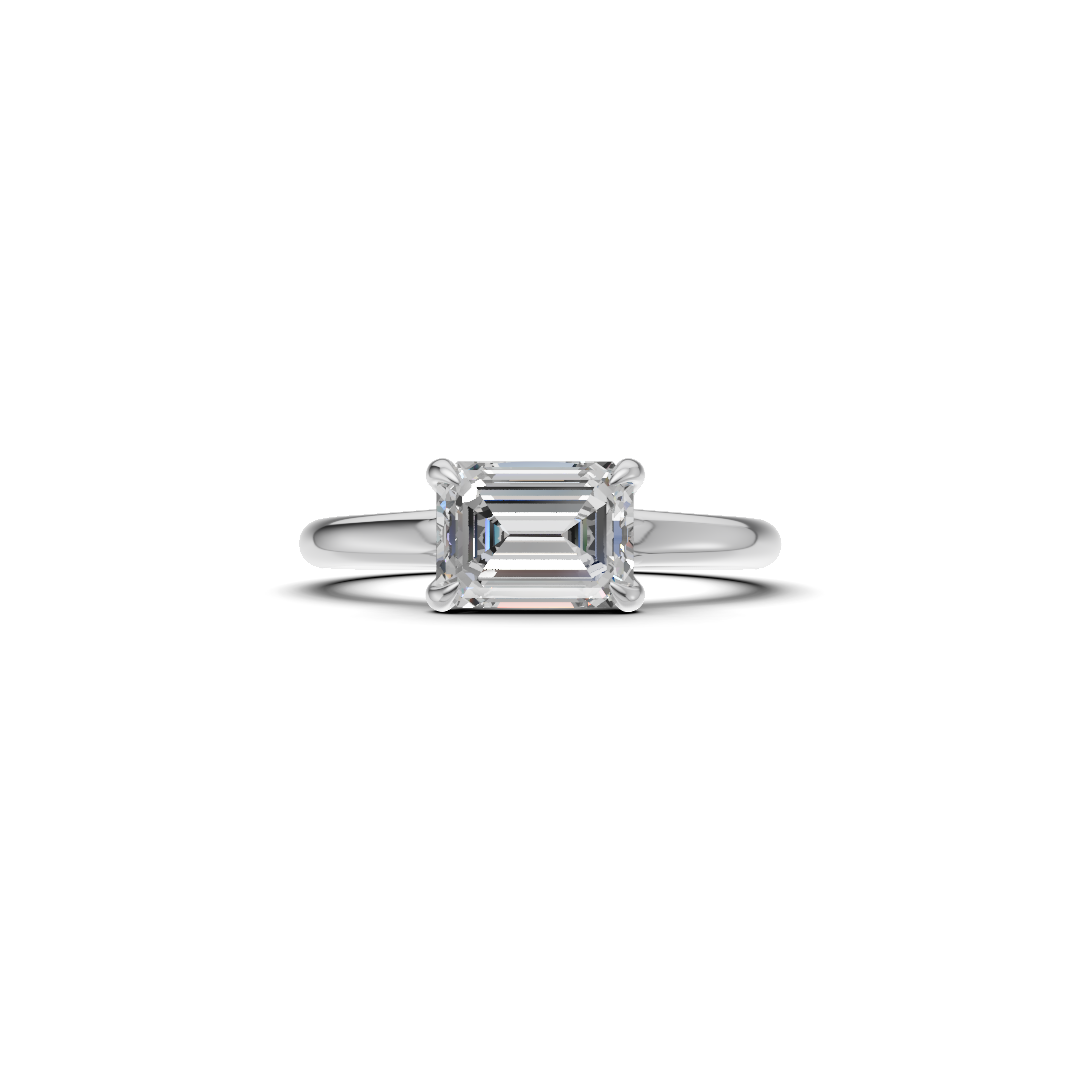 Emerald Cut Diamond Four-Prong Solitaire Ring