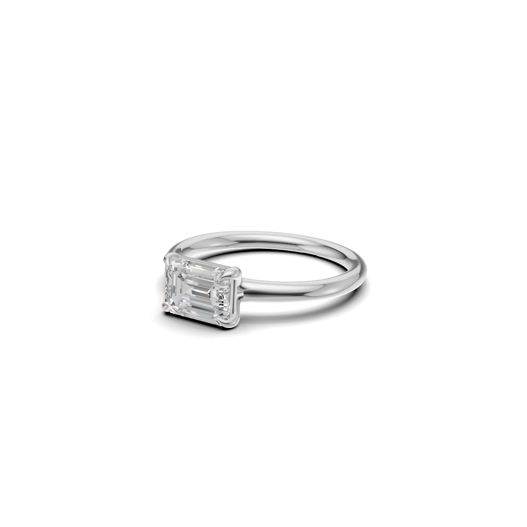 Emerald Cut Diamond Four-Prong Solitaire Ring