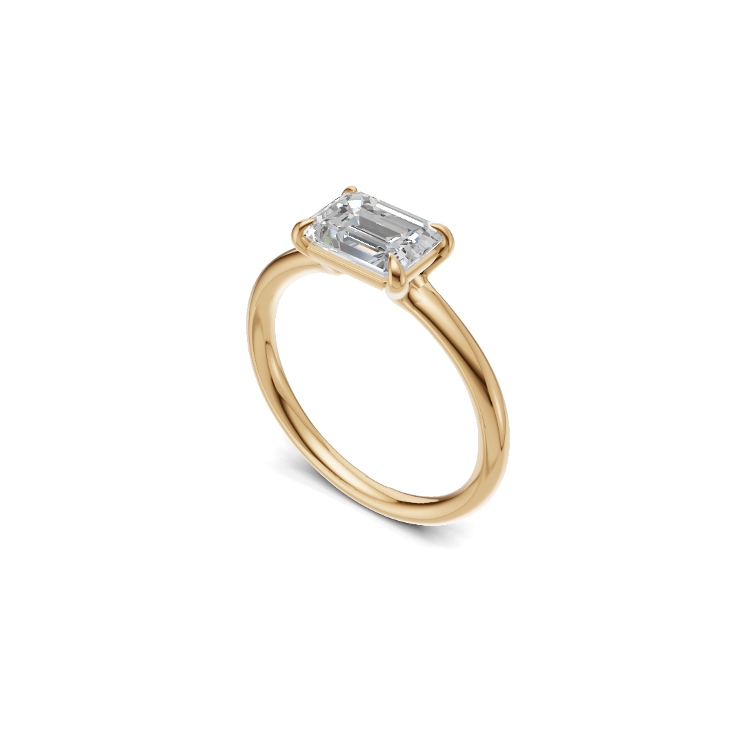 Emerald Cut Diamond Four-Prong Solitaire Ring