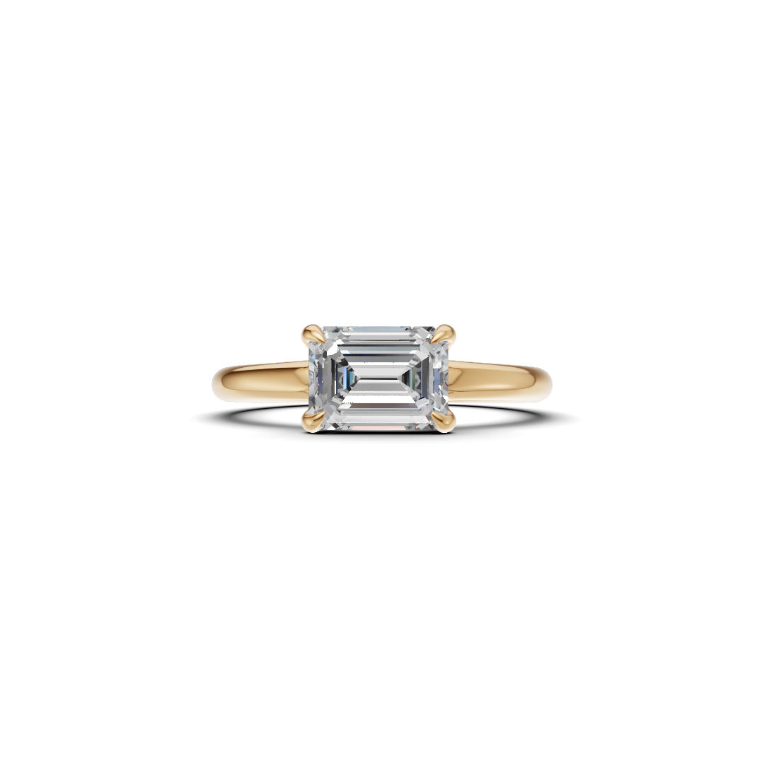 Emerald Cut Diamond Four-Prong Solitaire Ring
