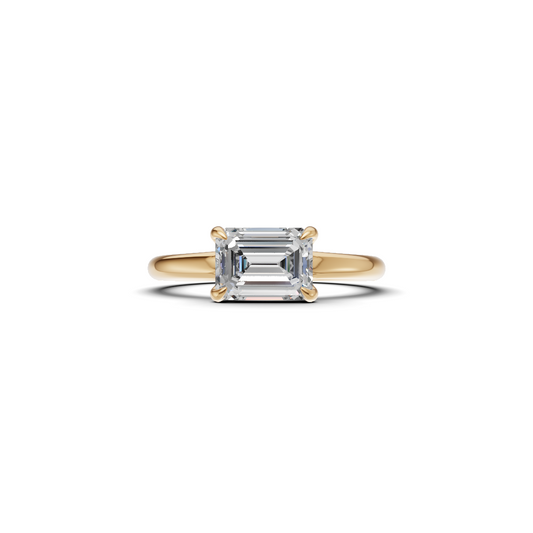 Emerald Cut Diamond Four-Prong Solitaire Ring