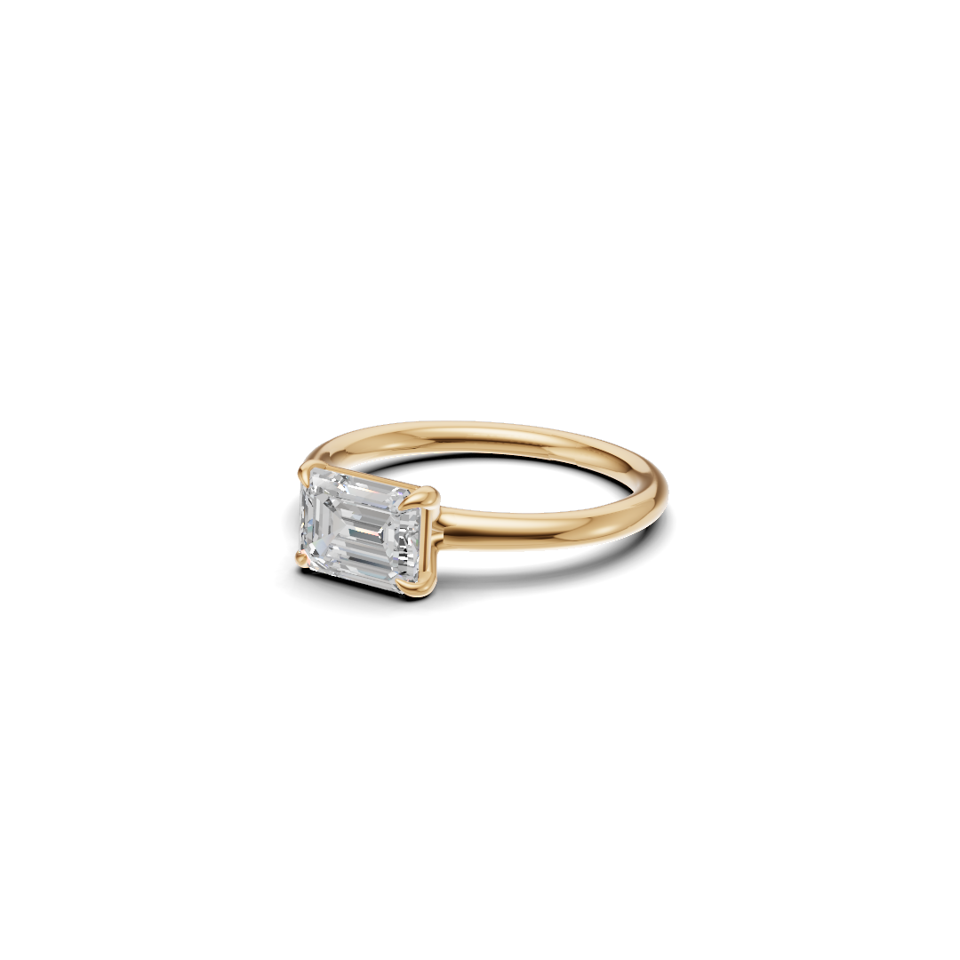 Emerald Cut Diamond Four-Prong Solitaire Ring