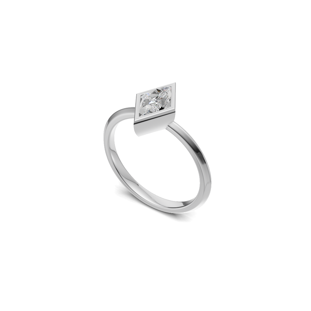Kite Cut Diamond Bezel Solitaire Ring