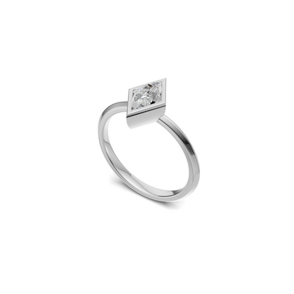 Kite Cut Diamond Bezel Solitaire Ring