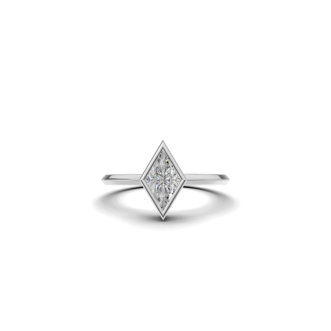 Kite Cut Diamond Bezel Solitaire Ring