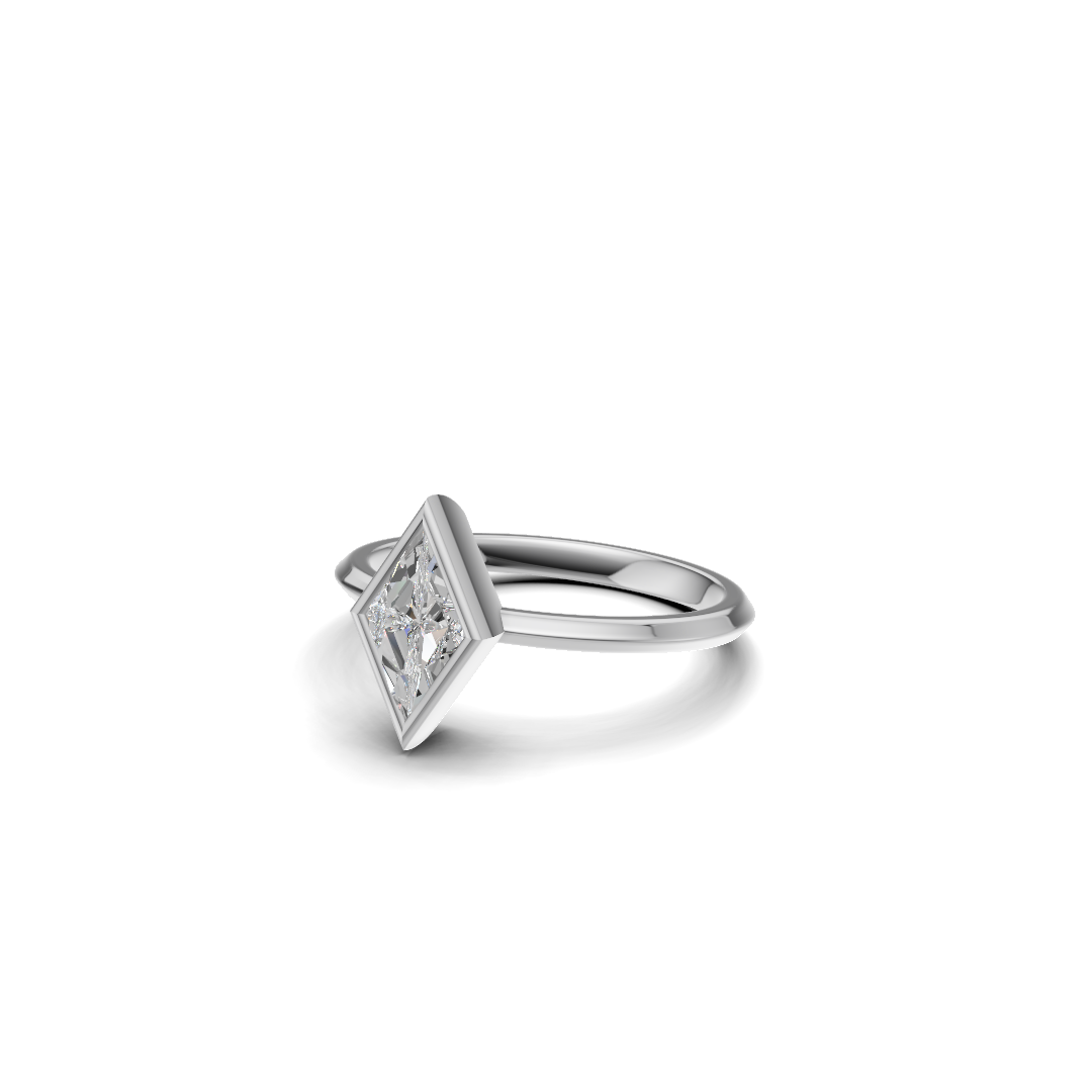 Kite Cut Diamond Bezel Solitaire Ring