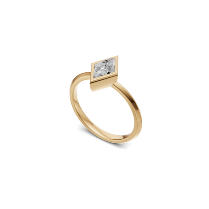 Kite Cut Diamond Bezel Solitaire Ring