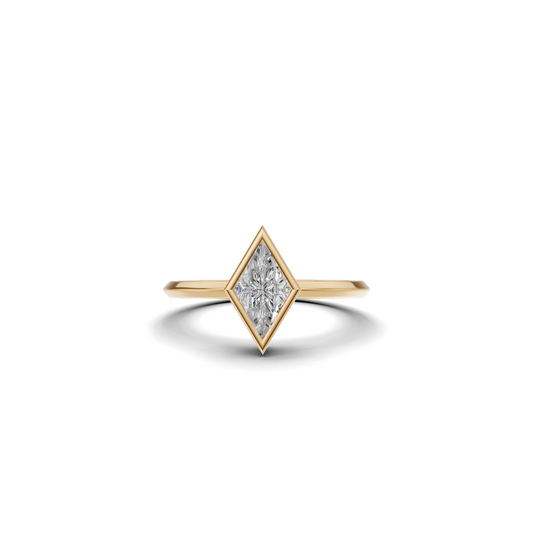 Kite Cut Diamond Bezel Solitaire Ring