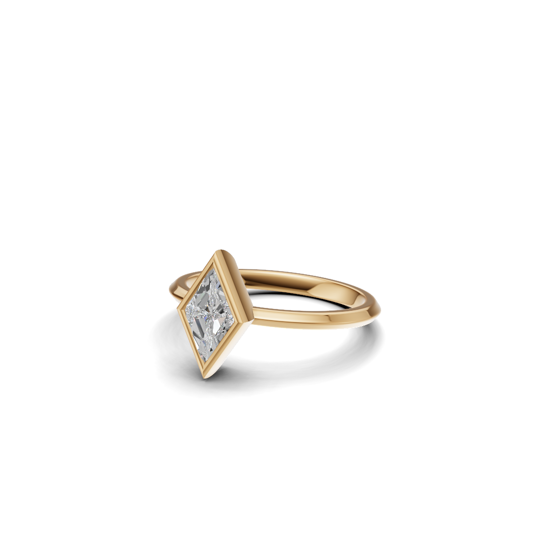 Kite Cut Diamond Bezel Solitaire Ring