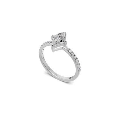 Geometric Lozenge Cut Diamond French Pavé Ring