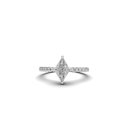 Geometric Lozenge Cut Diamond French Pavé Ring