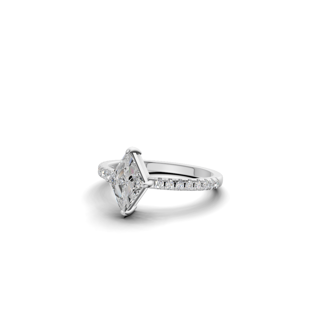 Geometric Lozenge Cut Diamond French Pavé Ring