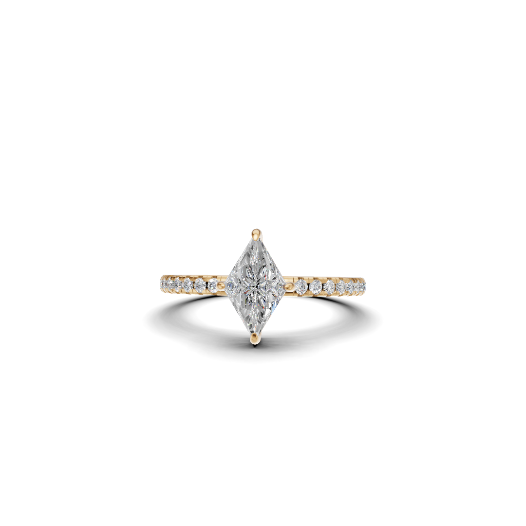 Geometric Lozenge Cut Diamond French Pavé Ring