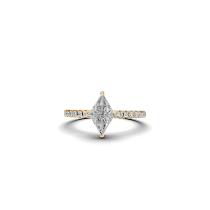 Geometric Lozenge Cut Diamond French Pavé Ring