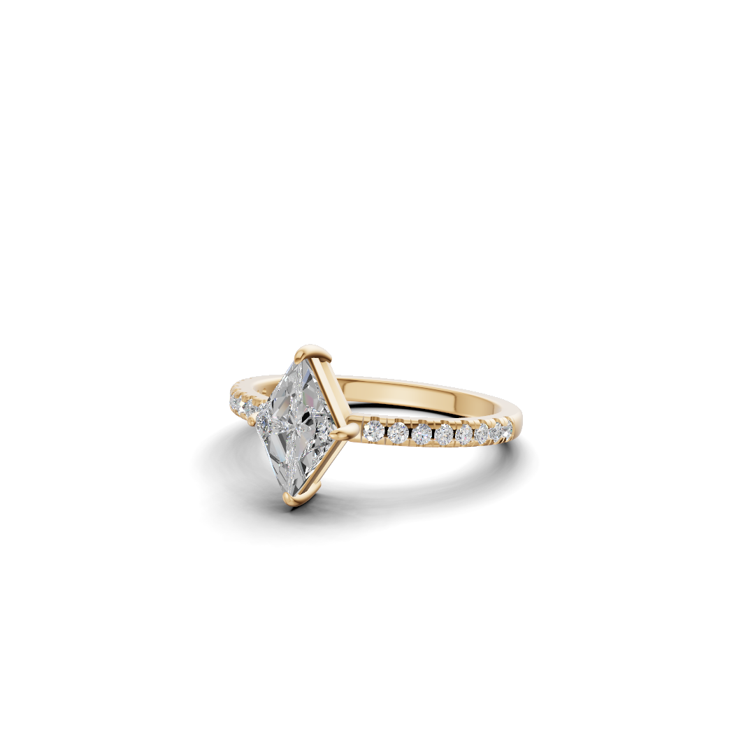 Geometric Lozenge Cut Diamond French Pavé Ring