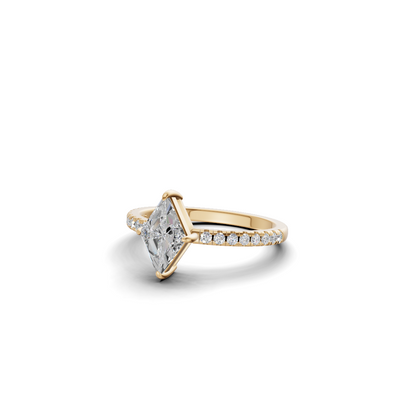 Geometric Lozenge Cut Diamond French Pavé Ring