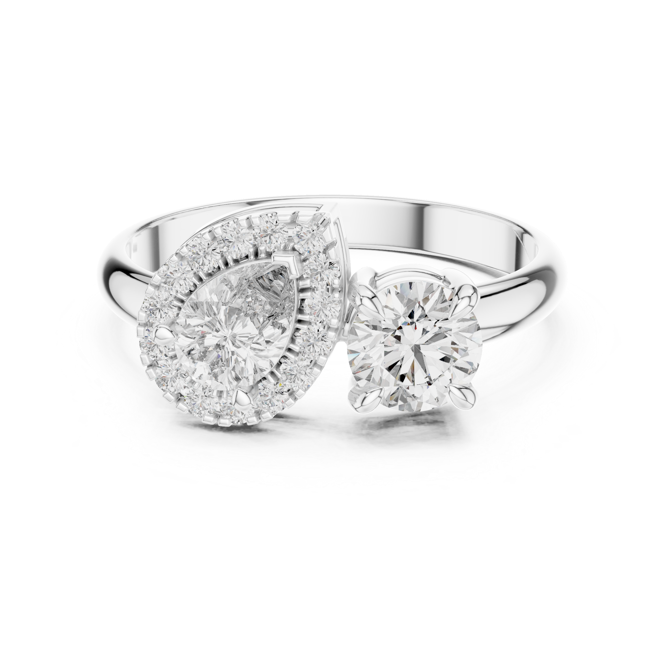 Bague Duo Poire et Halo Rond