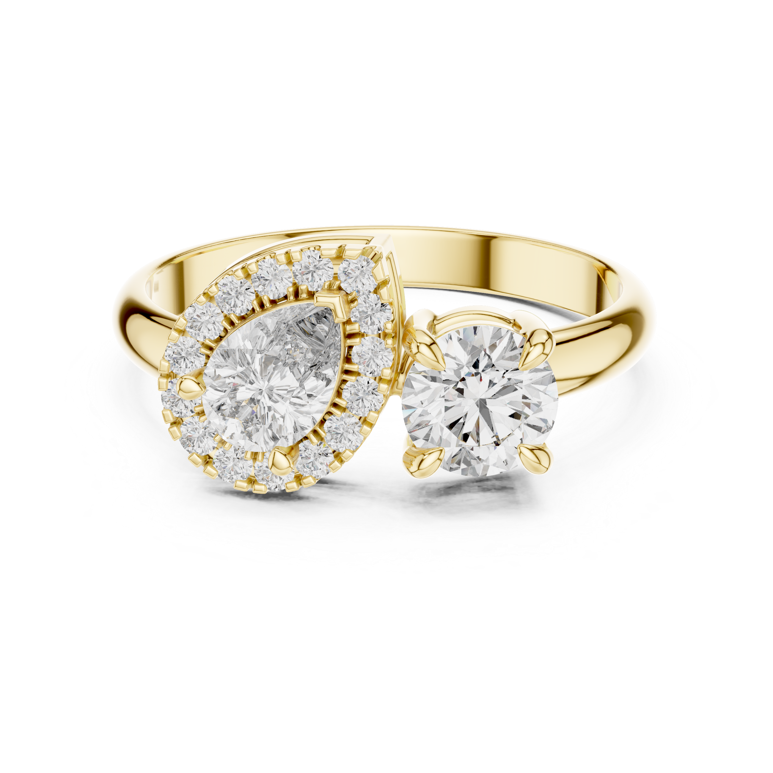 Bague Duo Poire et Halo Rond