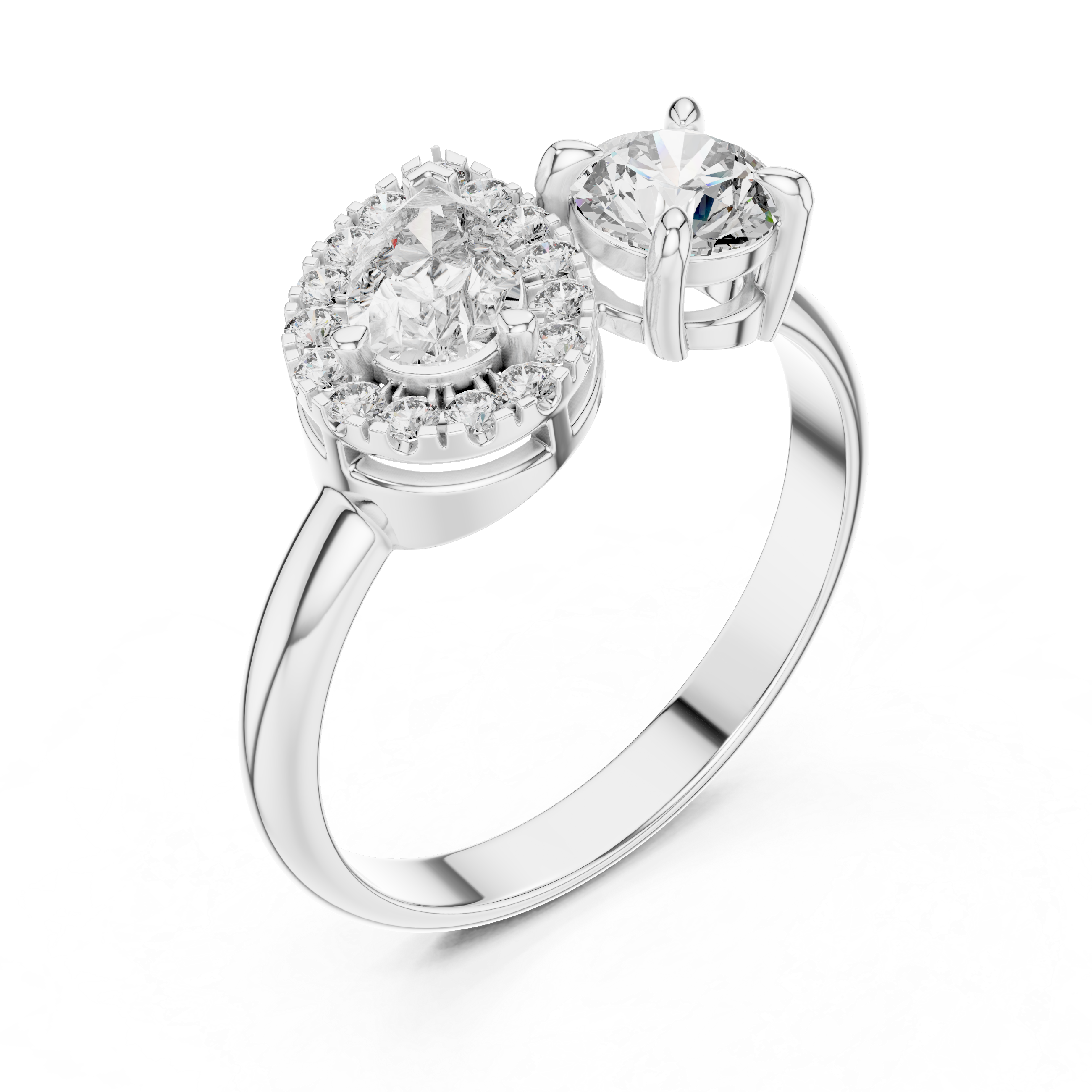 Bague Duo Poire et Halo Rond