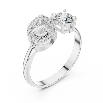 Bague Duo Poire et Halo Rond