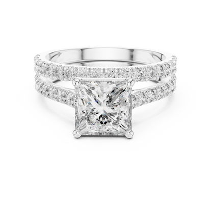 Duo di solitario principessa e anello pavé