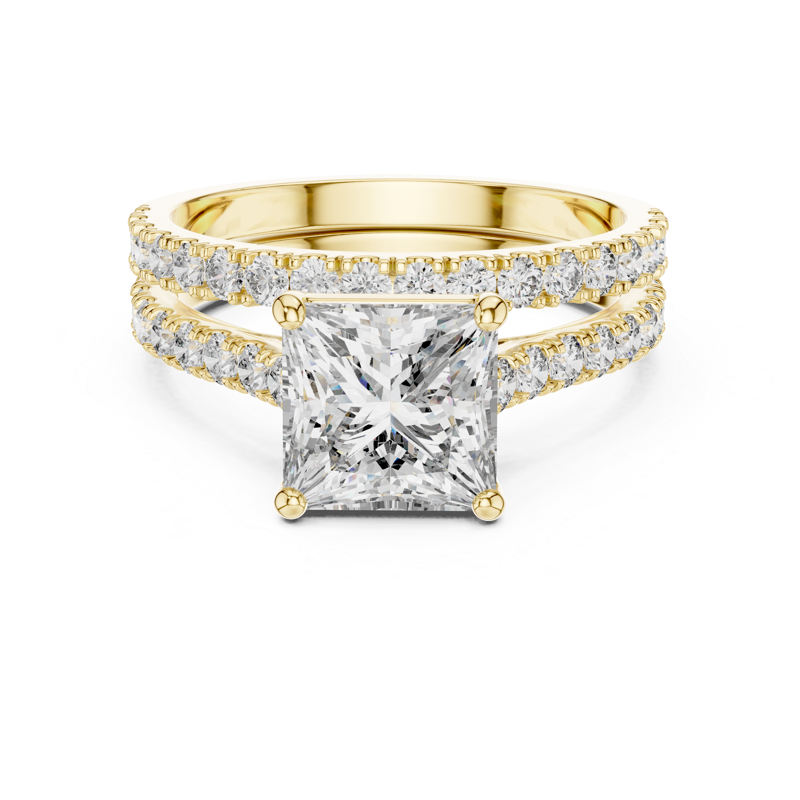 Duo di solitario principessa e anello pavé