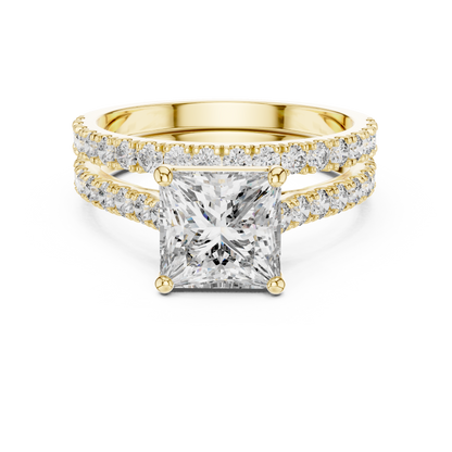 Duo di solitario principessa e anello pavé
