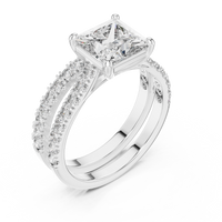 Duo di solitario principessa e anello pavé