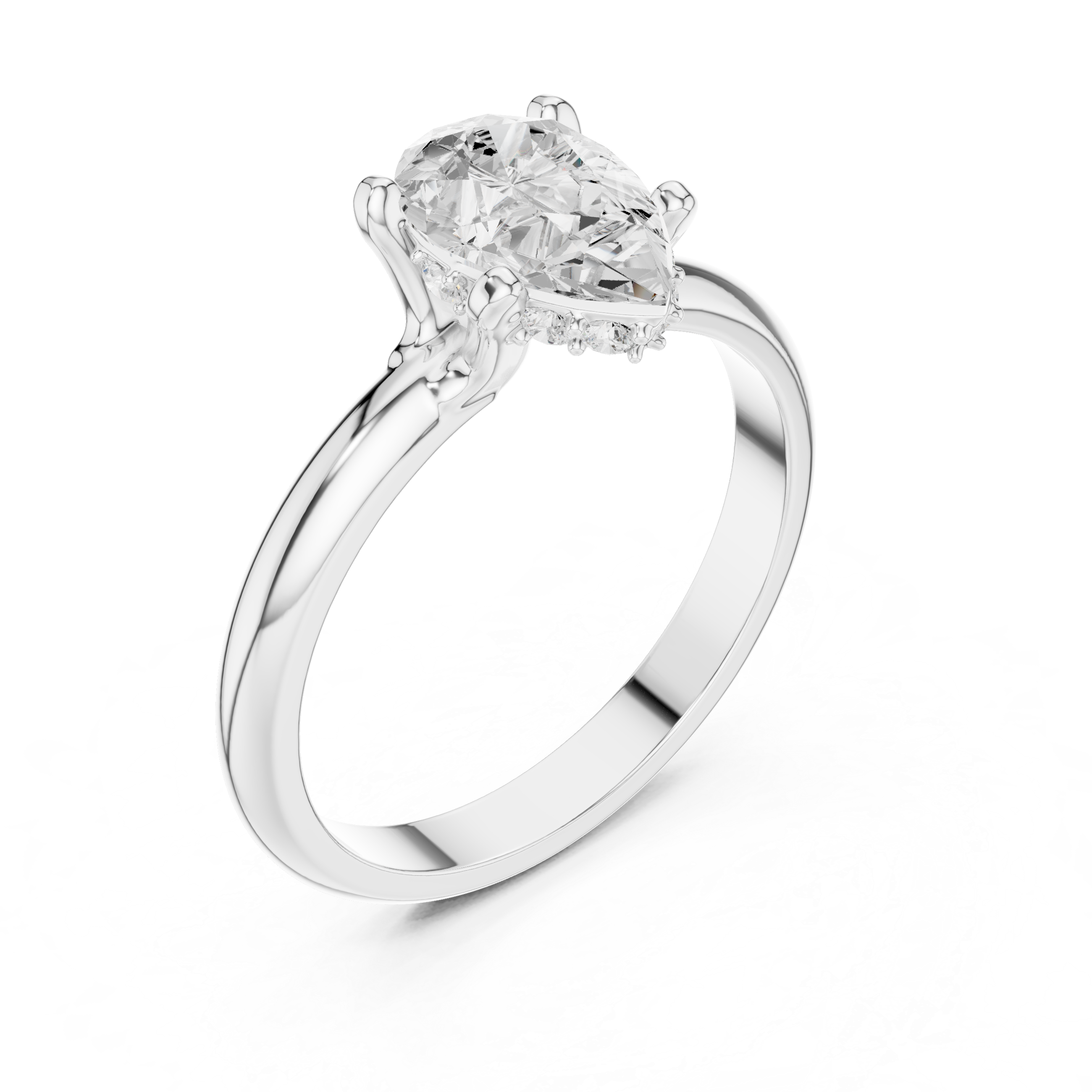 Classic Pear Cut Hidden Halo Ring