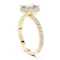 Emerald Cut Hidden Halo Pavé Band Ring