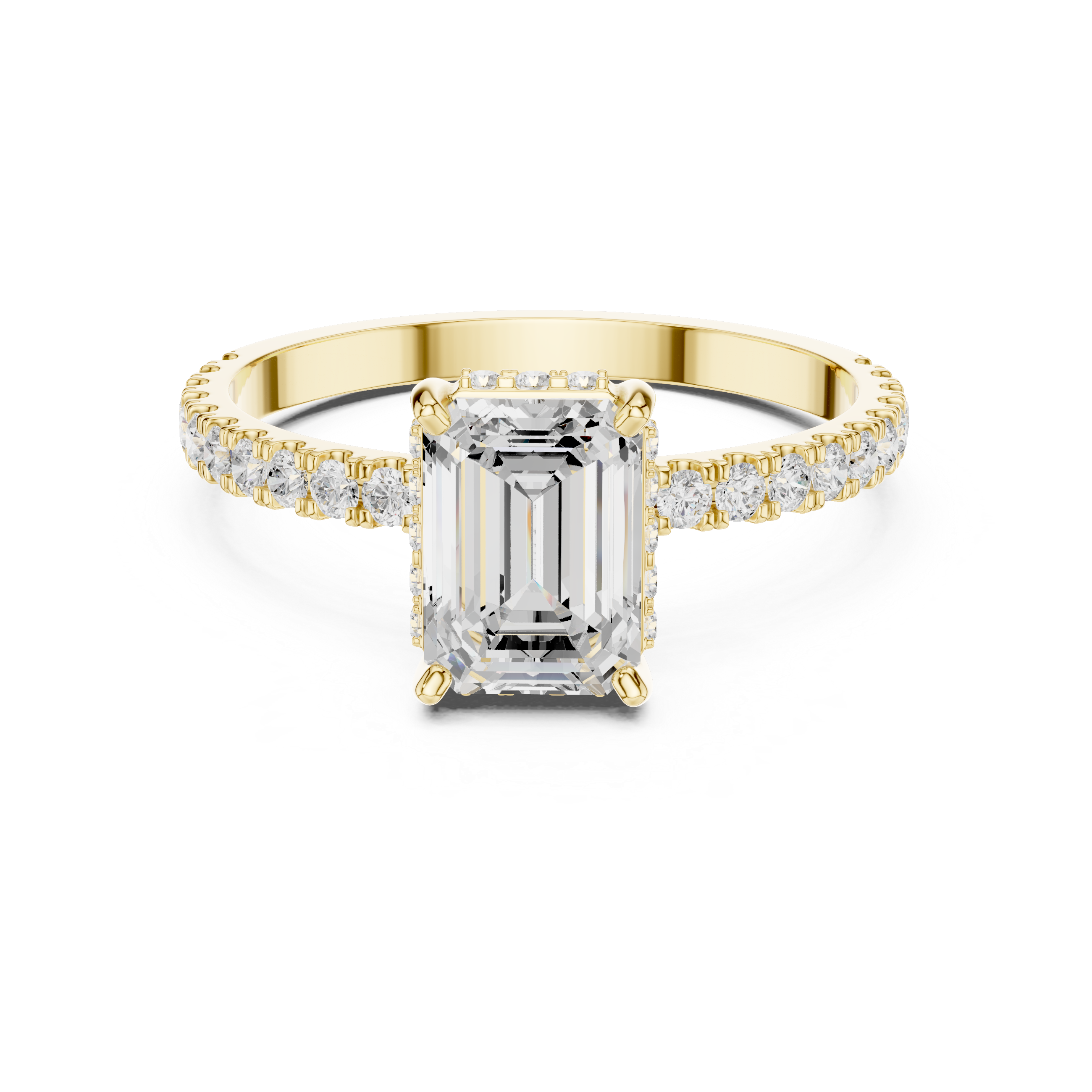 Emerald Cut Hidden Halo Pavé Band Ring