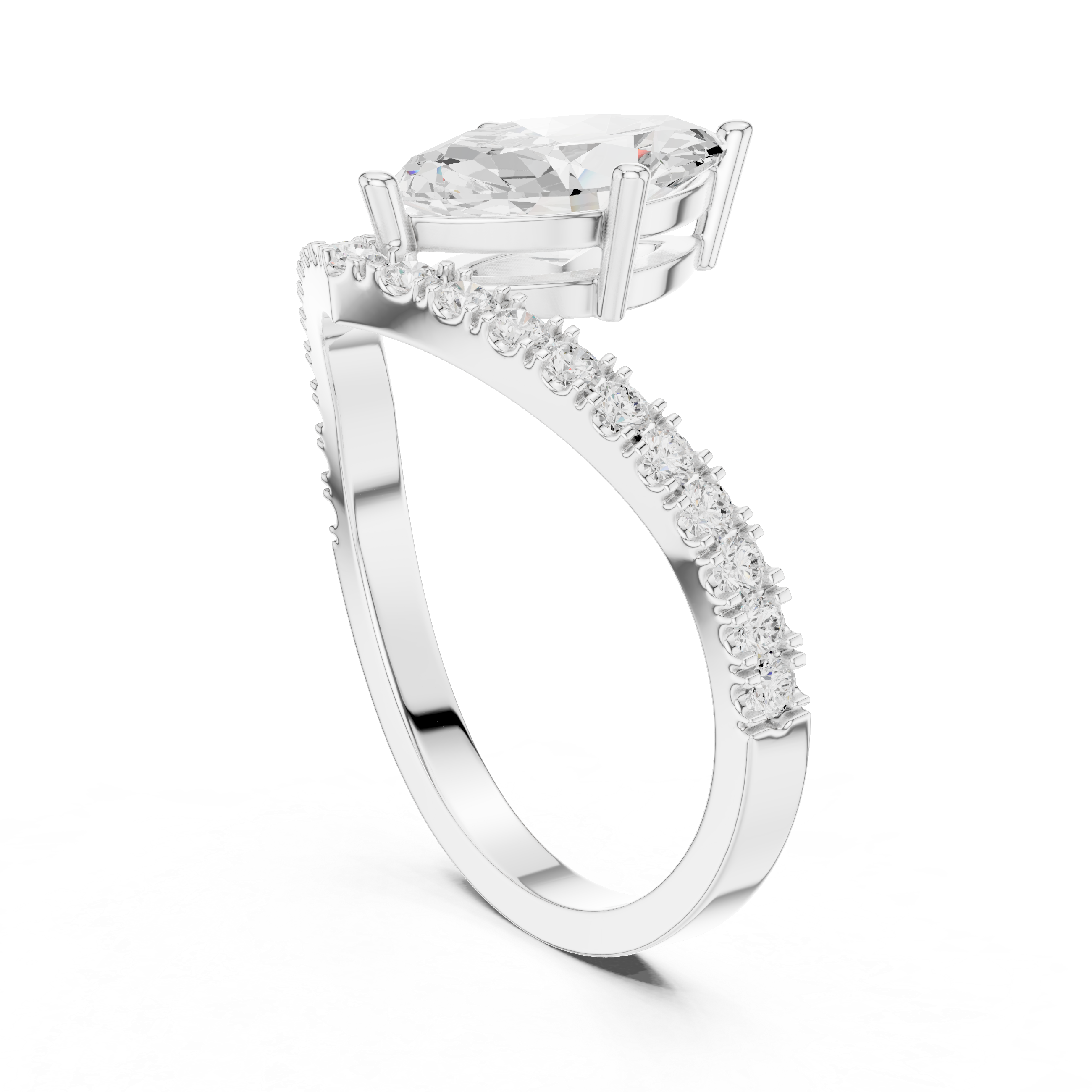 Marquise Cut Chevron Curved Diamond Ring