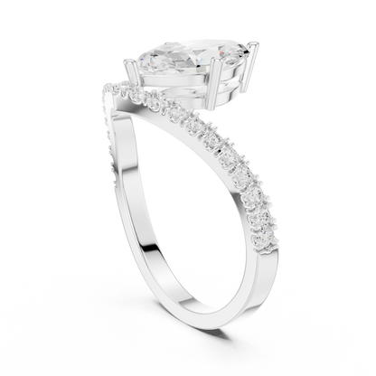 Marquise Cut Chevron Curved Diamond Ring