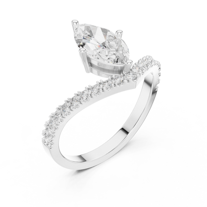 Marquise Cut Chevron Curved Diamond Ring