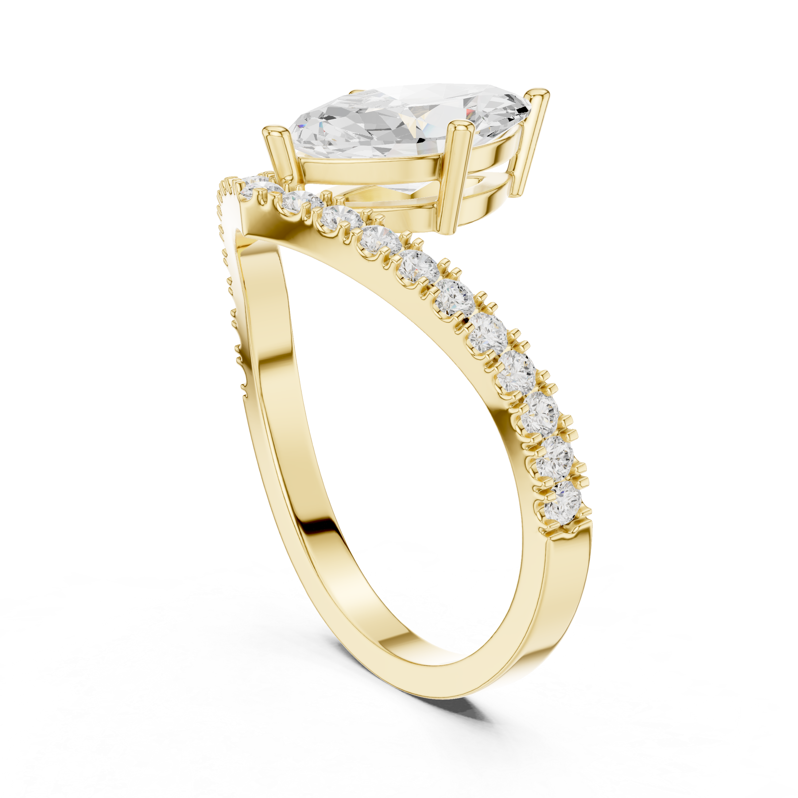 Marquise Cut Chevron Curved Diamond Ring