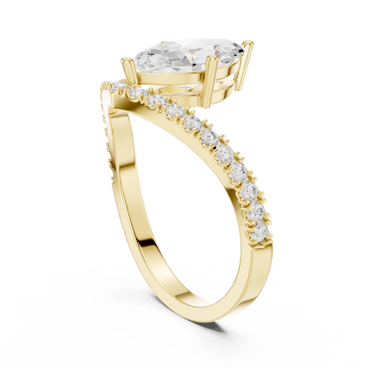 Marquise Cut Chevron Curved Diamond Ring