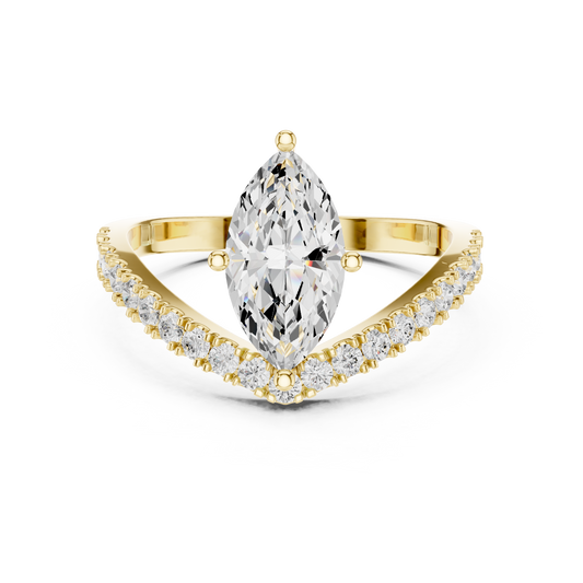 Marquise Cut Chevron Curved Diamond Ring