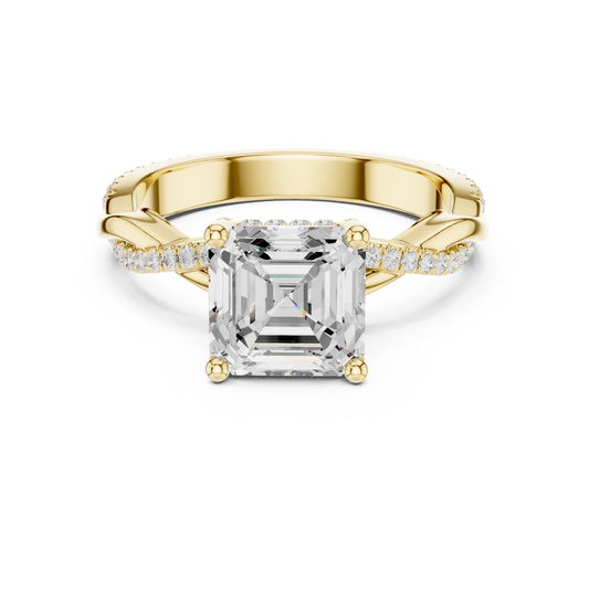 Asscher Step-Cut Twisted Band Ring