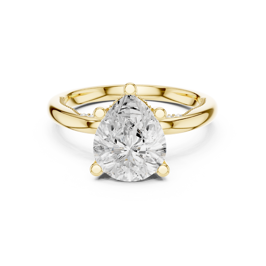 Pear Organic Silhouette Halo Engagement Ring