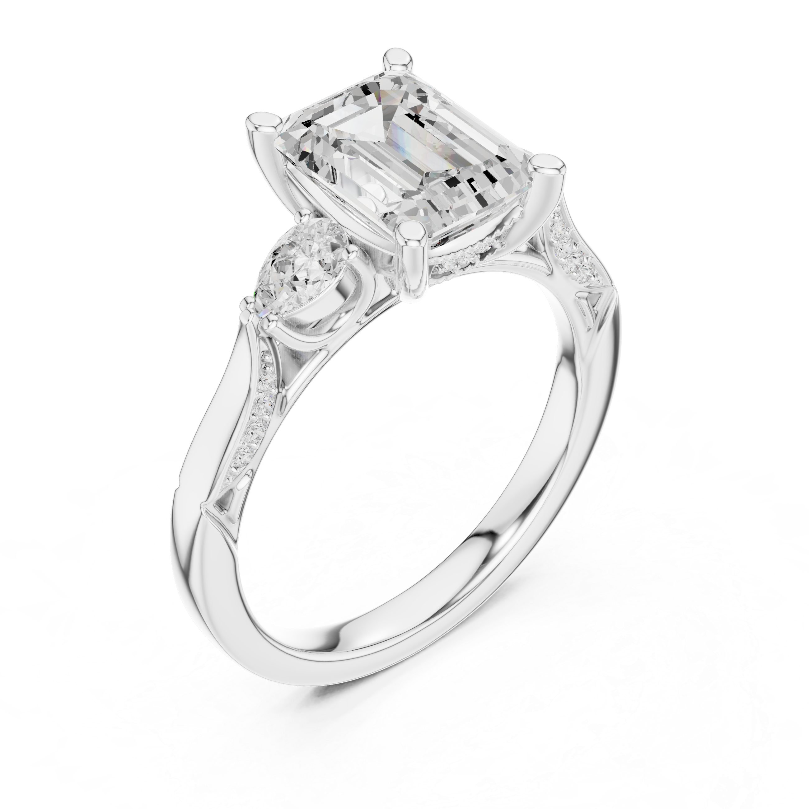 L'Anello Smeraldo con Tre Diamanti