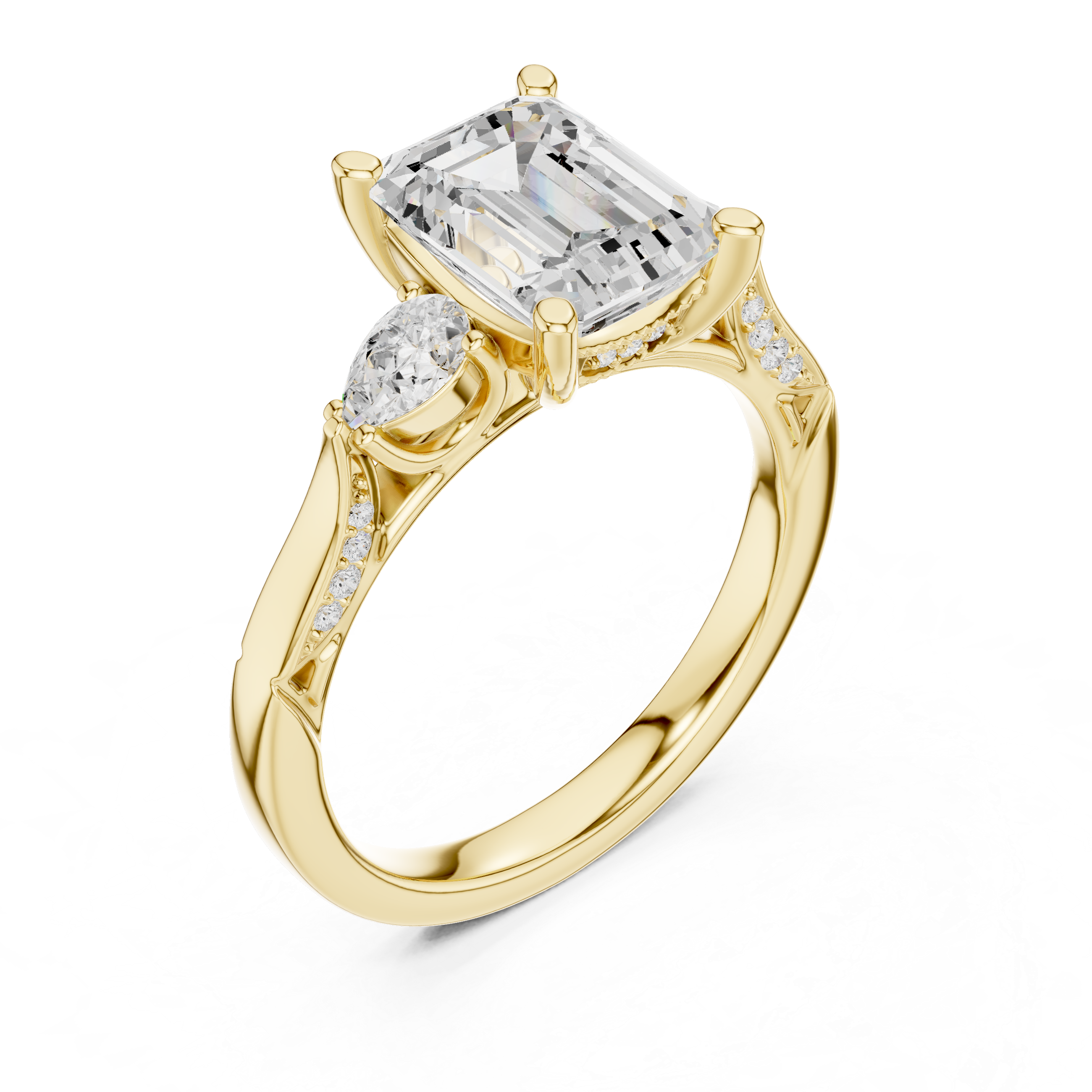 L'Anello Smeraldo con Tre Diamanti