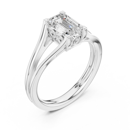 Emerald Cut Split-Shank Solitaire Ring